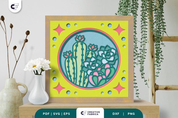 Cacti and Succulent 3D Shadow Box SVG Review