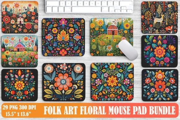 Folk Art Floral Mouse Pad Backgrounds Bundle Review