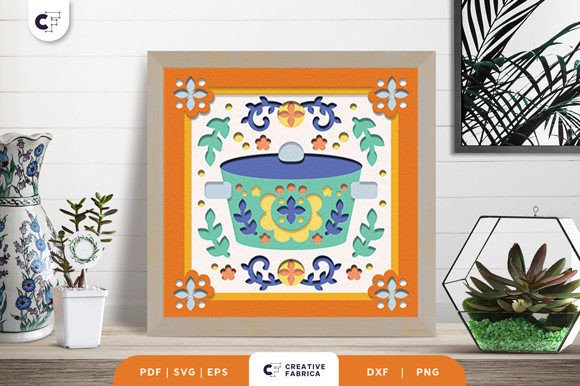 Kitchenware Folk 3D Shadow Box SVG Review