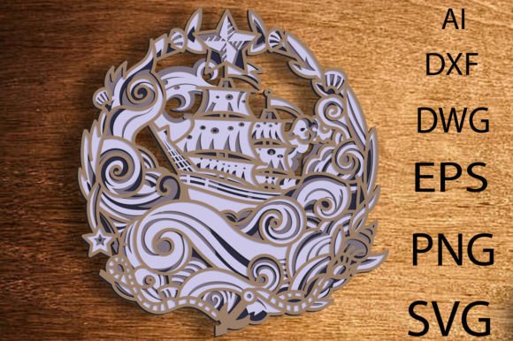 Pirate Ship with Mandala Sail and Floral Review