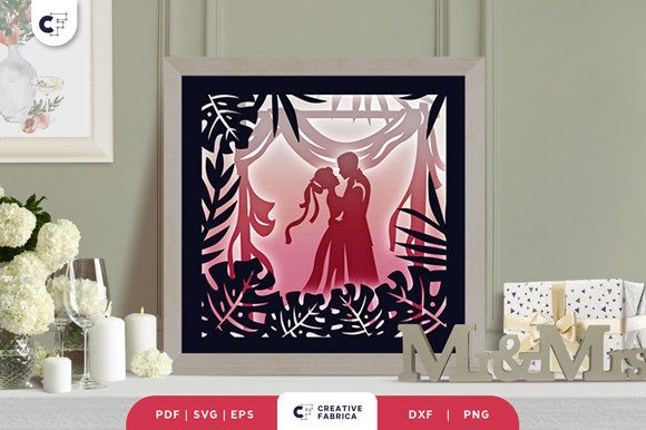 Tropical Wedding 3D Paper Cut SVG